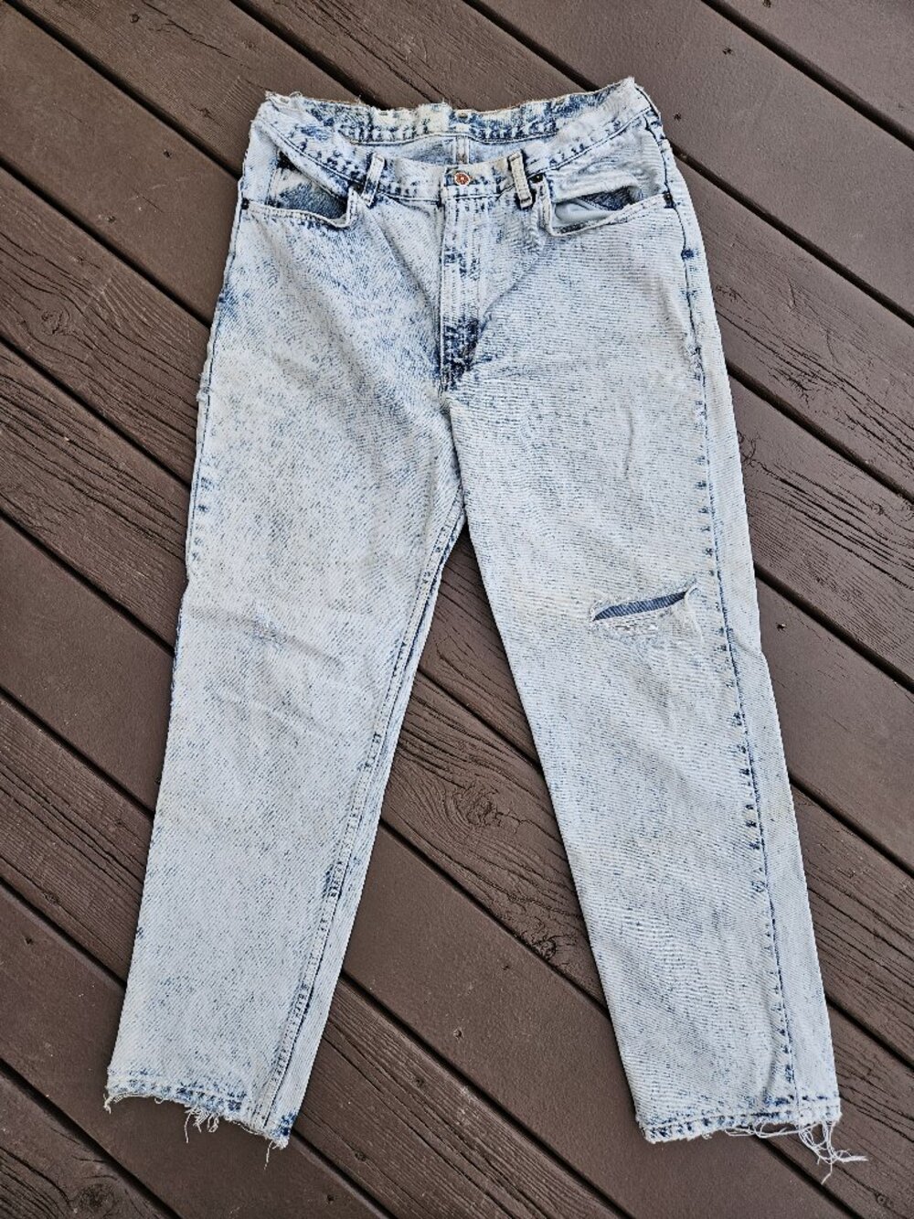 Vintage Distressed Brittania Light Acid-Wash Grunge Streetwear Jeans Size 36x30